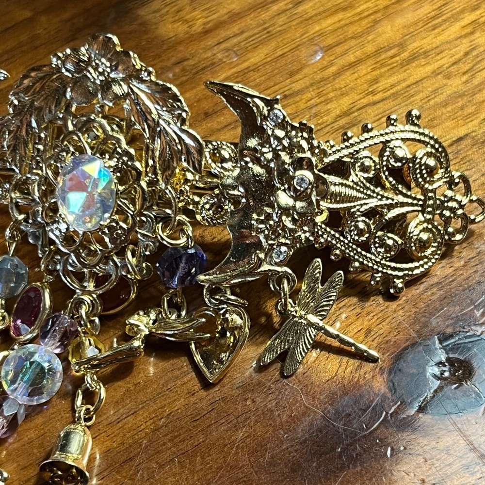 Kirks Folly Gold Hair Clip with Multicolor Charms - Picture 3 of 5